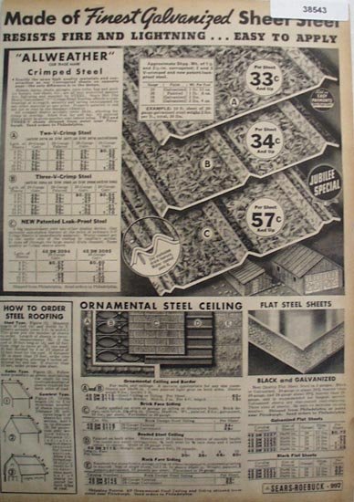 Sears Galvanized Steel Roofing 1936 Ad