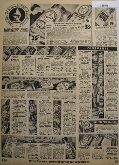 Sears Ointments And Cold Remedies 1936 Ad