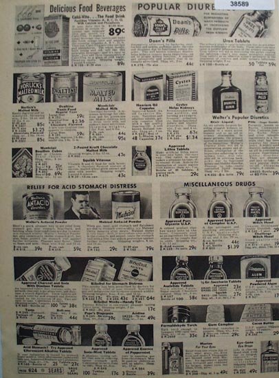 Sears Food Beverages and Drugs 1938 Ad