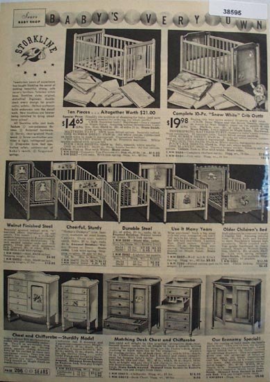 Sears Storkline Baby Furniture 1938 Ad