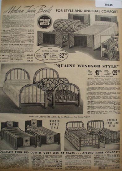 Sears Modern Twin Beds 1938 Ad