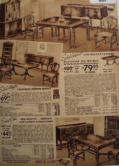 Sears Dining Room Suites 1938 Ad