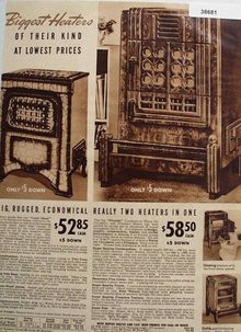 Sears Big Rugged Wood Or Coal Heaters 1938 Ad