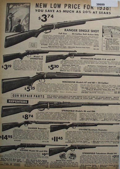 Sears Low Price Rifles 1938 Ad