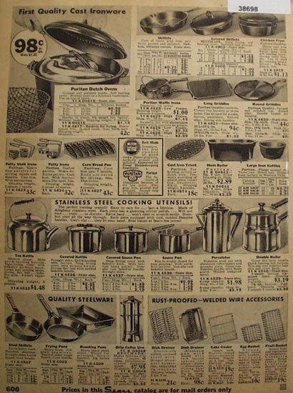 Sears Cast Ironware And Stainless steel Utensils 1935 Ad