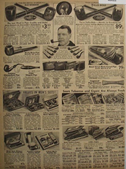 Sears Smoking Supplies 1938 Ad