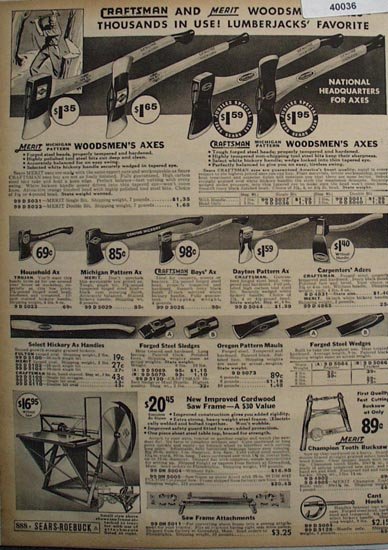 Sears Lumberjack Tools 1936 Ad