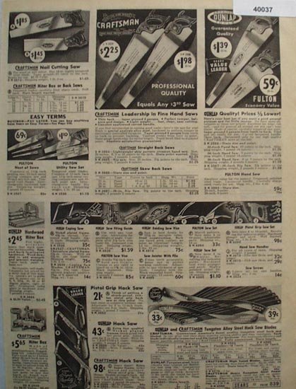 Sears Saws and Tools 1938 Ad