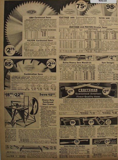 Sears Circular Saws And Axes 1938 Ad