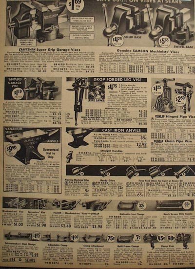 Sears Vises, Anvils, Oil Cans And Clamps 1938 Ad
