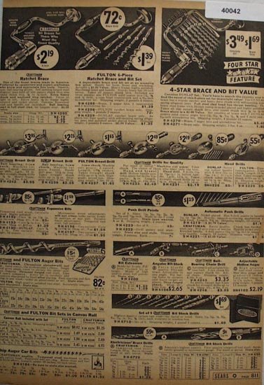 Sears Braces, Bits And Drills 1938 Ad