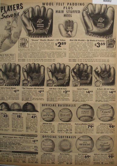 Sears Baseball Gloves And Balls 1938 Ad