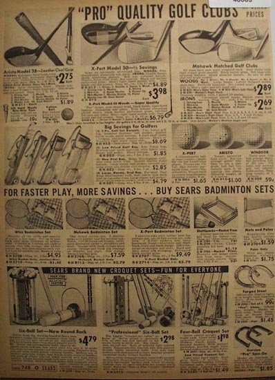 Sears Golf, Badminton and Croquet Sets 1938 Ad.