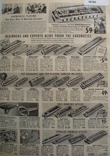 Sears Harmonicas, Ocarinas, Jews Harp 1938 Ad