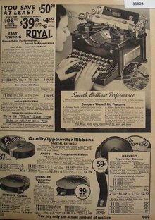 Sears Typewriter And Ribbons 1936 Ad