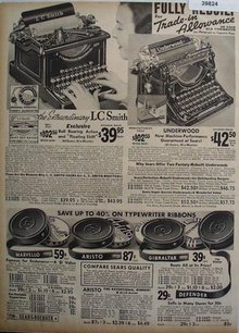 Sears L.C. Smith And Underwood Typewriter 1936 Ad