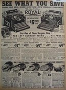 Sears Royal Typewriters And Ribbons 1938 Ad