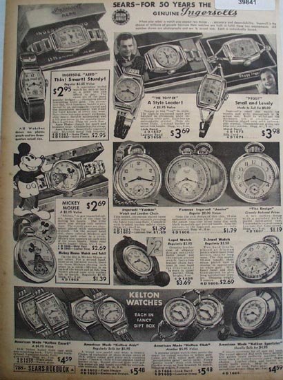 Sears Ingersoll And Kelton Watches 1936 Ad