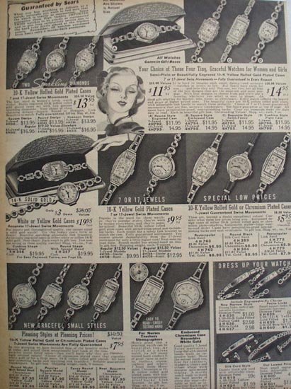 Sears Womens And Girls Watches 1938 Ad