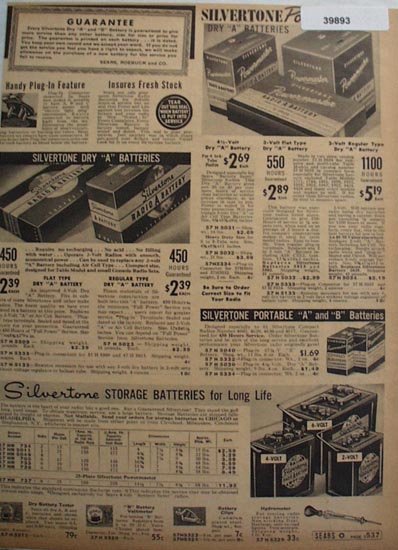 Sears Silvertone Radio Batteries 1938 Ad