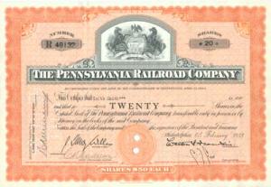 Pennsylvania RR Company Stock 1953 certificate