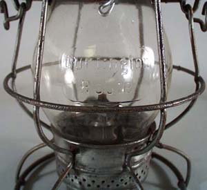 Adlake Reliable Tall globe Burlington Route early 1900's