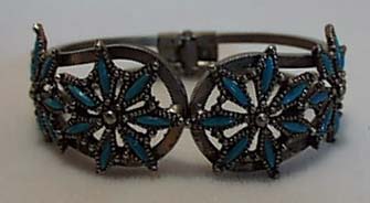 Simulated Turquoise Hinged Bracelet