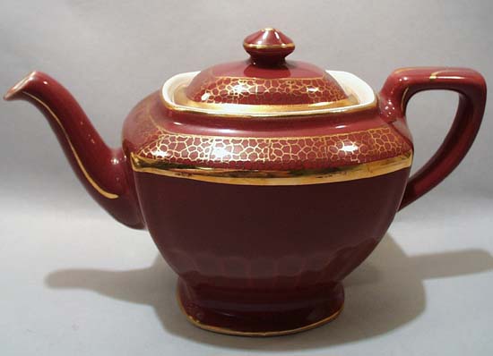 Hall Maroon & Gold Teapot