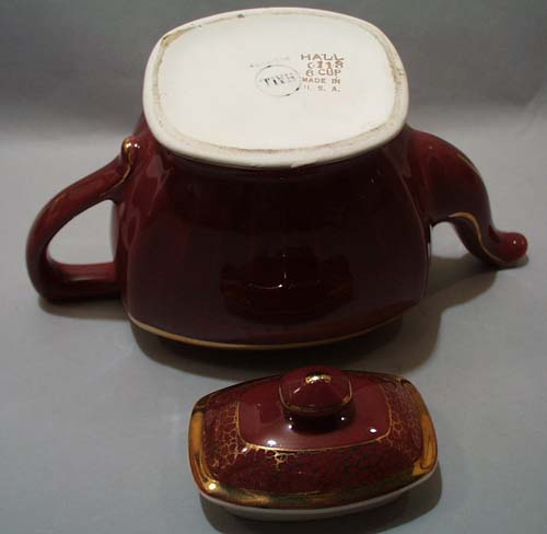 Hall Maroon & Gold Teapot