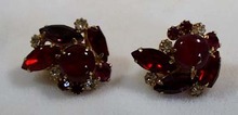 Hobe Red & White Crystal Earrings