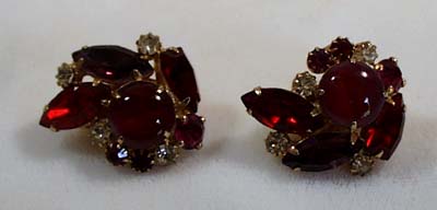 Hobe Red & White Crystal Earrings