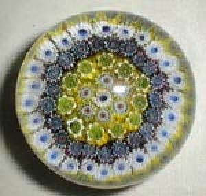 Paperweight, cane has 84 on inside yellow ring of flow