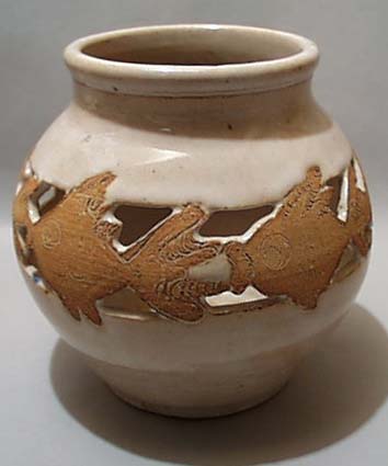 Yellow ware Goldfish Pottery Vase