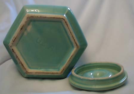 Shawnee Pottery Cookie jar, gloss matte green