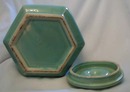Shawnee Pottery Cookie jar, gloss matte green