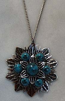 Simulated Turquoise & Silver Tone Pendant