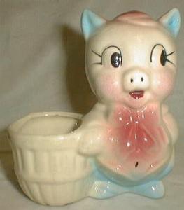 Porky Pig Pottery Planter
