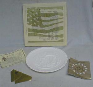 Fenton BiCentennial Milk Glass Plate, & original box