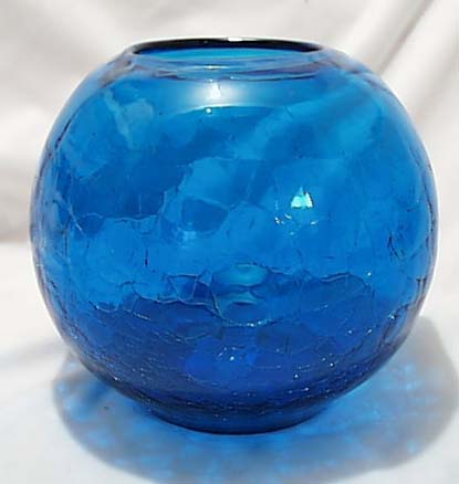 Blenko Crackle Blue Ball Bowl