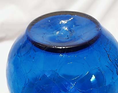 Blenko Crackle Blue Ball Bowl