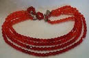 Red Glass Four Strand Necklace