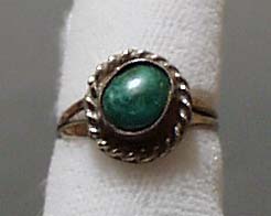 Green Marbled Turquoise Silver Ring