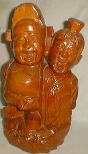 Wooden Figurine Oriental style,leather bottom