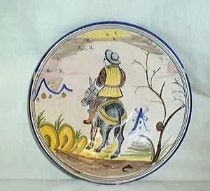 Plate signed LAPILARICA J.A. handpainted man & donkey