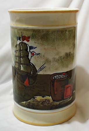 LARGE Italian Vase Sea Ships & Rough Seas
