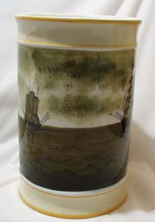 LARGE Italian Vase Sea Ships & Rough Seas