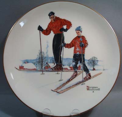 Gorham Norman Rockwell Winter Ski Skills 1961