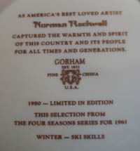 Gorham Norman Rockwell Winter Ski Skills 1961