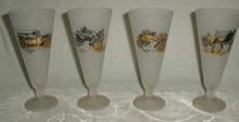 Beer glasses with Chevrolet, Rambler, Oldsmobile and Cadillac