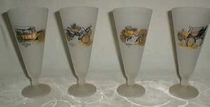 Beer glasses with Chevrolet, Rambler, Oldsmobile and Cadillac